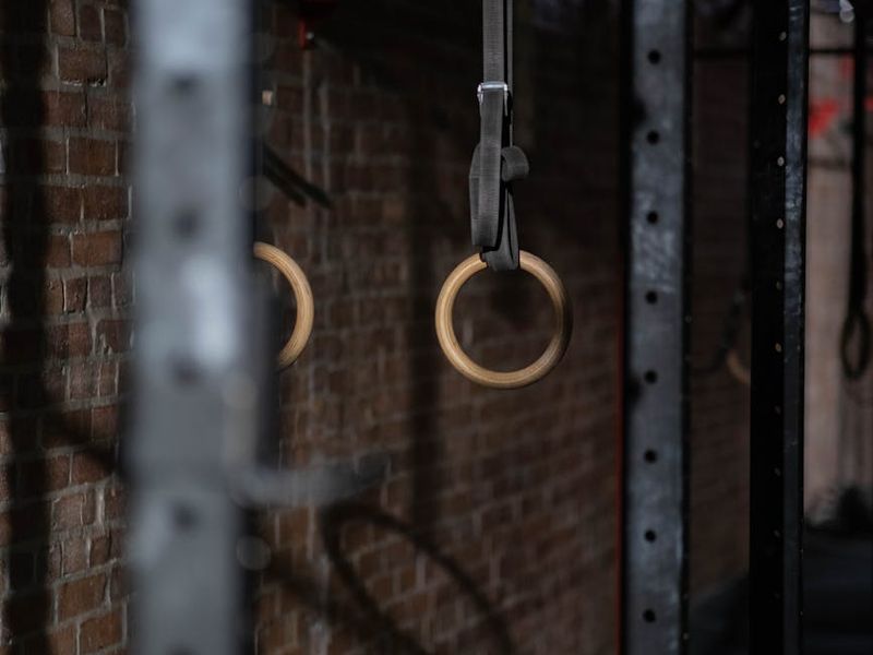 Close up of sports equipment used for strength exercises.